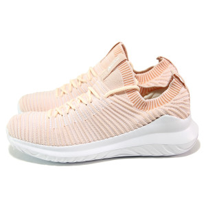 Розови дамски маратонки, текстилна материя - спортни обувки за пролетта и лятото N 100017990