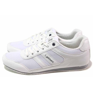 Бели мъжки спортни обувки, текстилна материя - спортни обувки за пролетта и лятото N 100018028