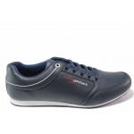 Тъмносини мъжки спортни обувки, здрава еко-кожа - спортни обувки за пролетта и лятото N 100018031