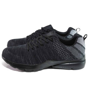 Черни мъжки маратонки, текстилна материя - спортни обувки за пролетта и лятото N 100018047