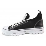 Черни спортни дамски обувки, текстилна материя - спортни кецове за пролетта и лятото N 100018125