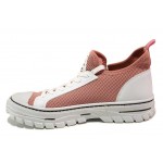 Розови спортни дамски обувки, текстилна материя - спортни кецове за пролетта и лятото N 100018131