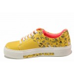 Жълти спортни дамски обувки, здрава еко-кожа - спортни кецове за пролетта и лятото N 100018130