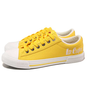 Жълти дамски кецове, текстилна материя - спортни обувки за пролетта и лятото N 100018213