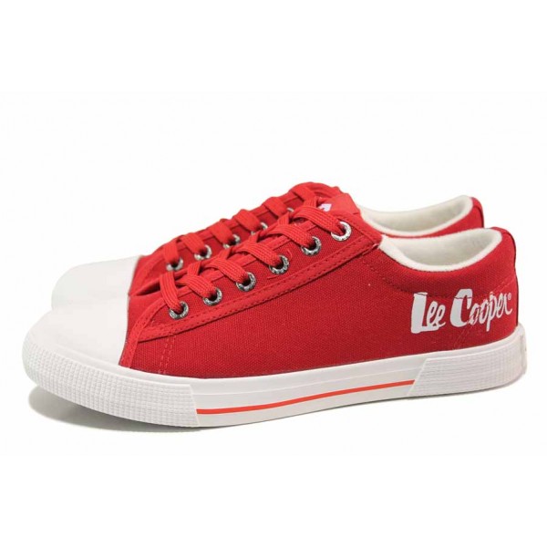 Червени дамски кецове, текстилна материя - спортни обувки за пролетта и лятото N 100018212