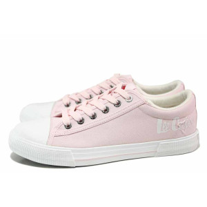 Розови дамски кецове, текстилна материя - спортни обувки за пролетта и лятото N 100018210