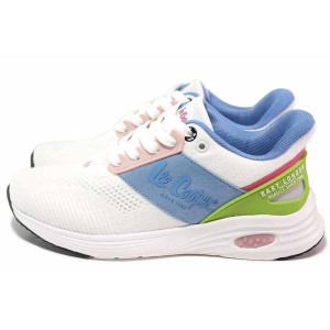 Бели дамски маратонки, текстилна материя - спортни обувки за пролетта и лятото N 100018424