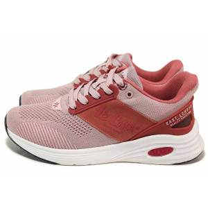 Розови дамски маратонки, текстилна материя - спортни обувки за пролетта и лятото N 100018425