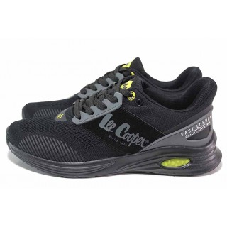 Черни мъжки маратонки, текстилна материя - спортни обувки за пролетта и лятото N 100018416