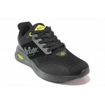Черни мъжки маратонки, текстилна материя - спортни обувки за пролетта и лятото N 100018416
