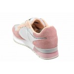 Розови дамски маратонки, естествен велур - спортни обувки за пролетта и лятото N 100018423