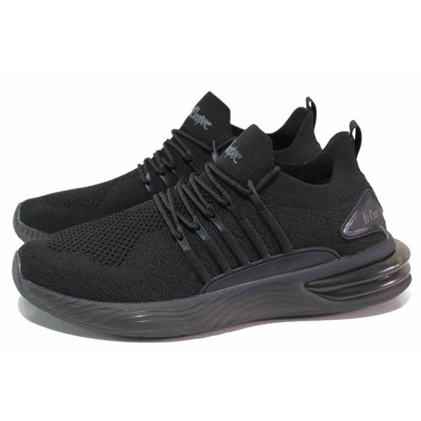 Черни анатомични мъжки маратонки, текстилна материя - спортни обувки за пролетта и лятото N 100018415