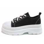 Черни дамски кецове, текстилна материя - спортни обувки за пролетта и лятото N 100018435