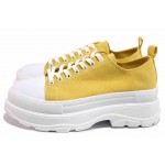Жълти дамски кецове, текстилна материя - спортни обувки за пролетта и лятото N 100018436