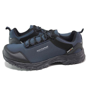 Сини мъжки маратонки, текстилна материя - спортни обувки за целогодишно ползване N 100018706