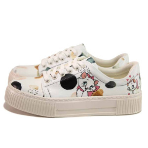 Бели спортни дамски обувки, здрава еко-кожа - спортни кецове за целогодишно ползване N 100018792