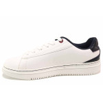 Бели мъжки спортни обувки, здрава еко-кожа - спортни кецове за есента и зимата N 100018906
