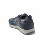 Тъмносини мъжки маратонки, естествен велур - спортни обувки за есента и зимата N 100018901