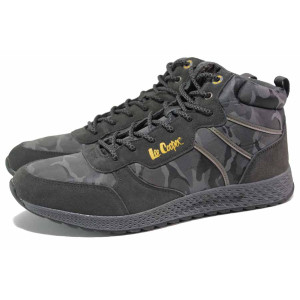 Сиви мъжки боти, естествен велур - спортни обувки за есента и зимата N 100018907