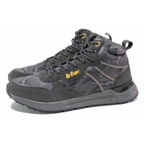 Сиви юношески боти, естествен велур - спортни обувки за есента и зимата N 100018910