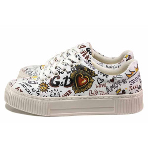 Бели анатомични спортни дамски обувки, здрава еко-кожа - спортни обувки за есента и зимата N 100018949