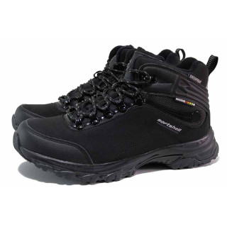 Черни мъжки боти, текстилна материя - всекидневни обувки за есента и зимата N 100019034
