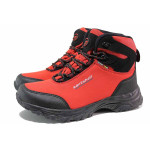 Червени юношески боти, текстилна материя - ежедневни обувки за есента и зимата N 100019033