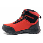 Червени юношески боти, текстилна материя - ежедневни обувки за есента и зимата N 100019033