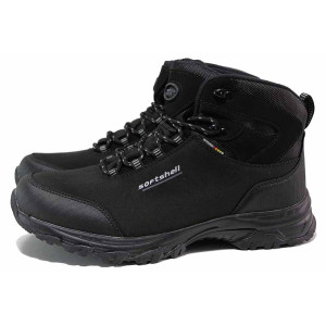 Черни мъжки боти, текстилна материя - всекидневни обувки за есента и зимата N 100019037