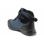 Тъмносини юношески боти, текстилна материя - ежедневни обувки за есента и зимата N 100019031