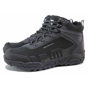 Черни анатомични мъжки боти, еко-кожа и текстилна материя - спортни обувки за есента и зимата N 100019151