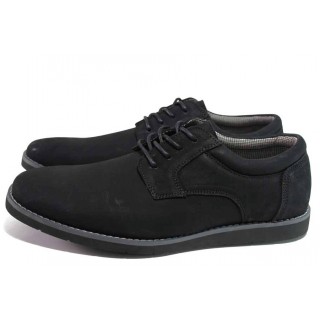Черни мъжки обувки, естествен набук - всекидневни обувки за пролетта и лятото N 100018050
