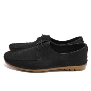 Черни мъжки мокасини, естествен набук - ежедневни обувки за пролетта и лятото N 100018088