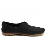 Черни мъжки мокасини, естествен набук - ежедневни обувки за пролетта и лятото N 100018088