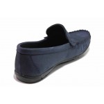 Тъмносини дамски мокасини, естествен набук - ежедневни обувки за пролетта и лятото N 100018090
