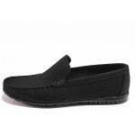 Черни дамски мокасини, естествен набук - ежедневни обувки за пролетта и лятото N 100018091