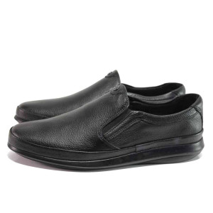 Черни мъжки обувки, естествена кожа - ежедневни обувки за пролетта и лятото N 100018144