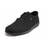 Черни мъжки обувки, анатомични, естествен набук - ежедневни обувки за пролетта и лятото N 100018143