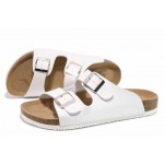 Бели мъжки чехли, здрава еко-кожа - ежедневни обувки за пролетта и лятото N 100018394
