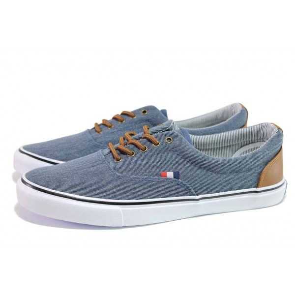Сини мъжки спортни обувки, текстилна материя - ежедневни обувки за пролетта и лятото N 100018392