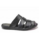 Черни мъжки чехли, естествена кожа - ежедневни обувки за пролетта и лятото N 100018612