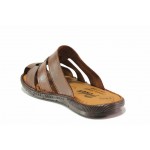 Кафяви мъжки чехли, естествена кожа - ежедневни обувки за пролетта и лятото N 100018613
