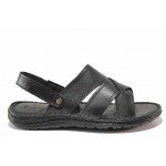 Черни мъжки чехли, естествена кожа - ежедневни обувки за пролетта и лятото N 100018616