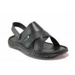 Черни мъжки чехли, естествена кожа - ежедневни обувки за пролетта и лятото N 100018616