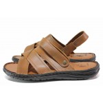 Кафяви анатомични мъжки чехли, естествена кожа - ежедневни обувки за пролетта и лятото N 100018617