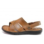Кафяви анатомични мъжки чехли, естествена кожа - ежедневни обувки за пролетта и лятото N 100018617