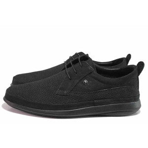 Черни анатомични мъжки обувки, естествен набук - всекидневни обувки за пролетта и лятото N 100018633