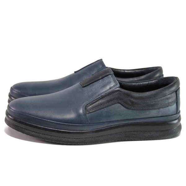 ТъмноСини анатомични мъжки обувки, естествена кожа - ежедневни обувки за есента и зимата N 100018807