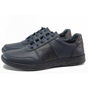 Сини мъжки обувки, естествена кожа - всекидневни обувки за есента и зимата N 100019025