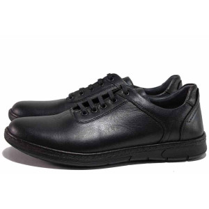 Черни анатомични мъжки обувки, естествена кожа - ежедневни обувки за есента и зимата N 100019024